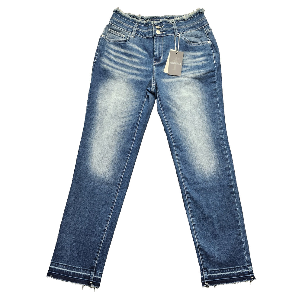 Womens Blue Straight Leg Jeans